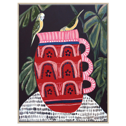 Bush Budgies & Monstera Printed Wall Art by Amanda Skye Mulder