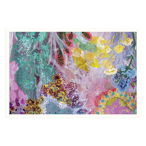 Golden Flowers Printed Wall Art