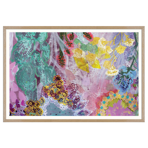 Golden Flowers Printed Wall Art