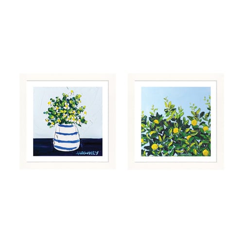 Navy Country Lemons Framed Paper Print Wall Art