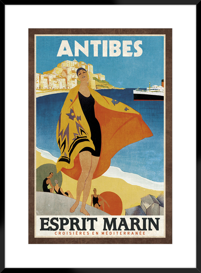 Vintage Cruise Antibes Framed Printed Wall Art