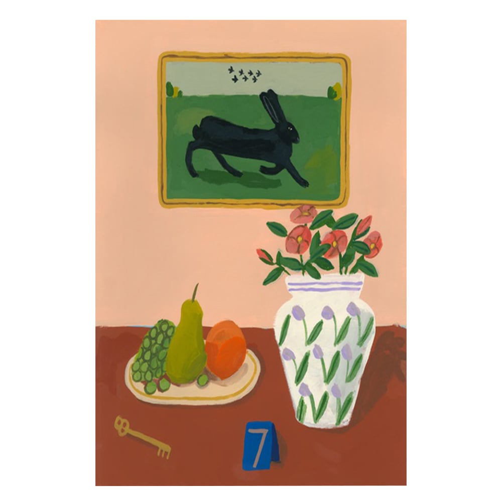 Number 7 with Rabbit Canvas Wall Art
