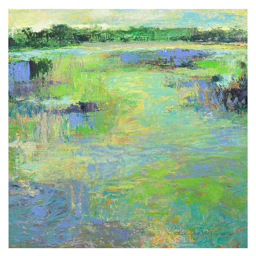 Wetland with Yellow Sky Canvas Wall Art