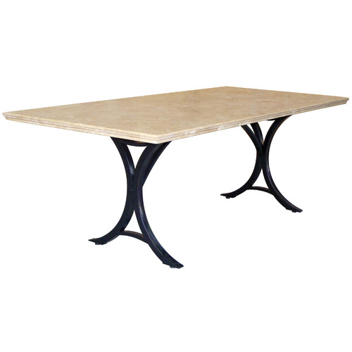 Delphi Travertine Table on Iron Base Temple & ster
