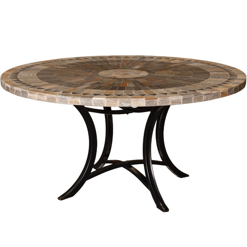Sunray Round Mosaic Stone Table, Round Stone Outdoor Table And Chairs