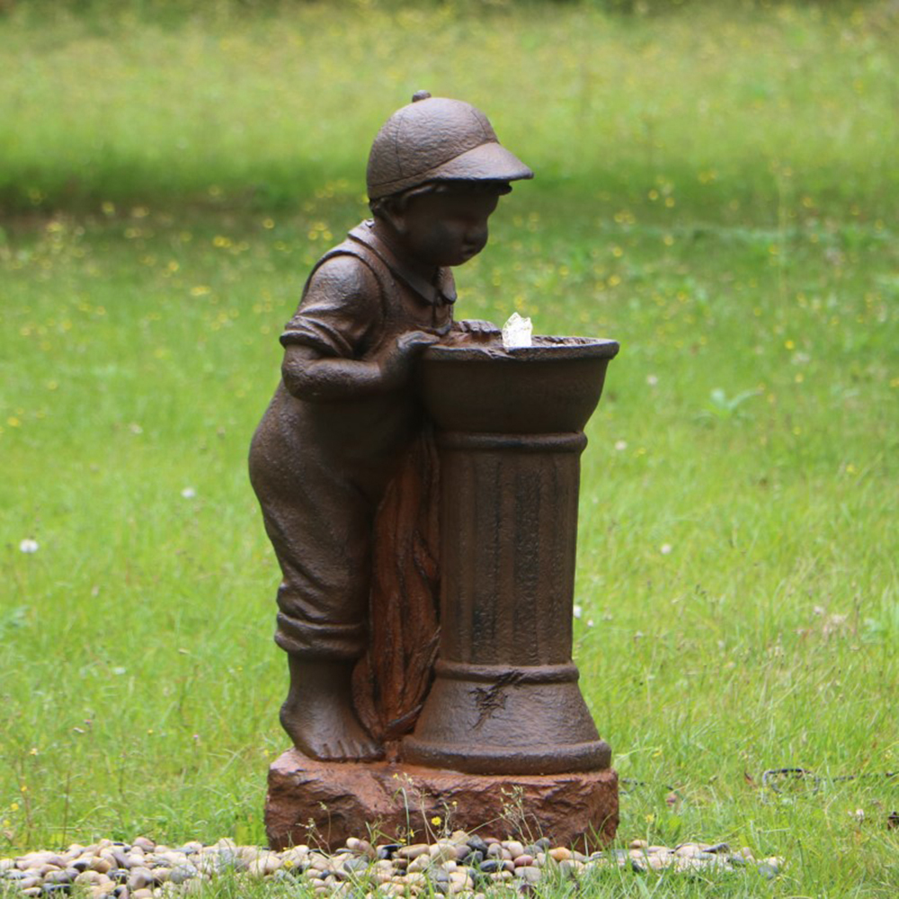 Boy At Water Fountain with LED