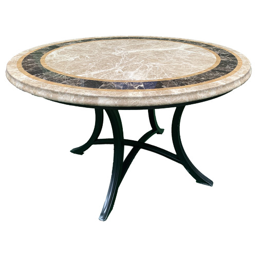 Cast Iron Outdoor Saturn Round Marble, Outdoor Cast Iron Console Table