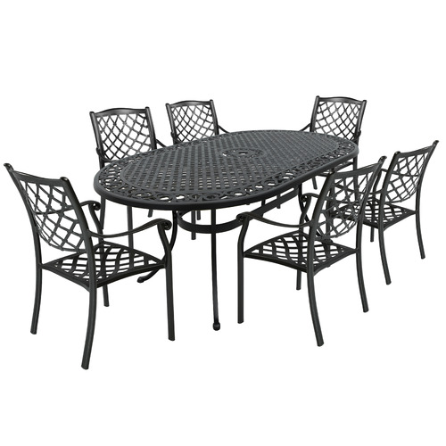 6 Seater Helga Aluminium Outdoor Dining Set Temple & ster