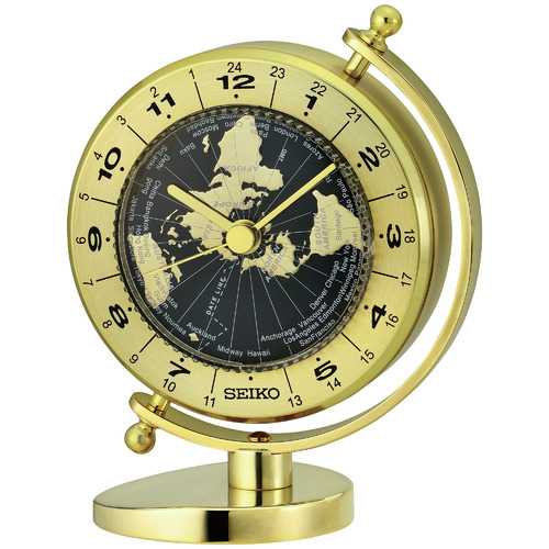 Seiko Globe Brass & Aluminium Table Clock | Temple & Webster
