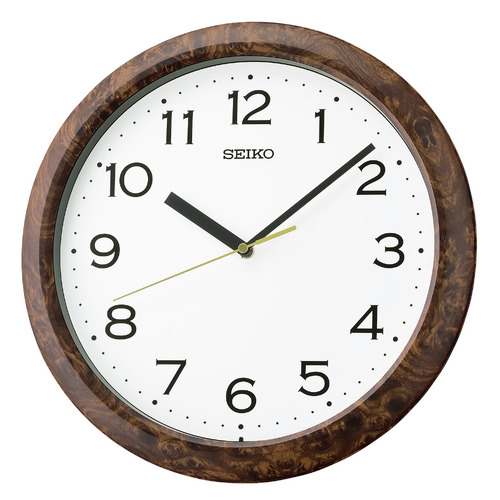 Dark Brown Seiko Wood Patterned Wall Clock