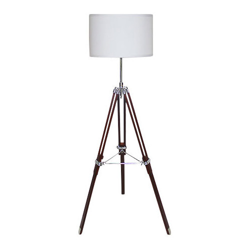 Navigator Tripod Floor Lamp - White Shade and Coffee Base | Temple ... Navigator Tripod Floor Lamp - White Shade and Coffee Base | Temple ...