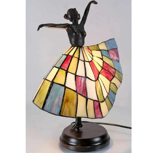 Art Deco Skirted Dancer Tiffany Style Accent Lamp
