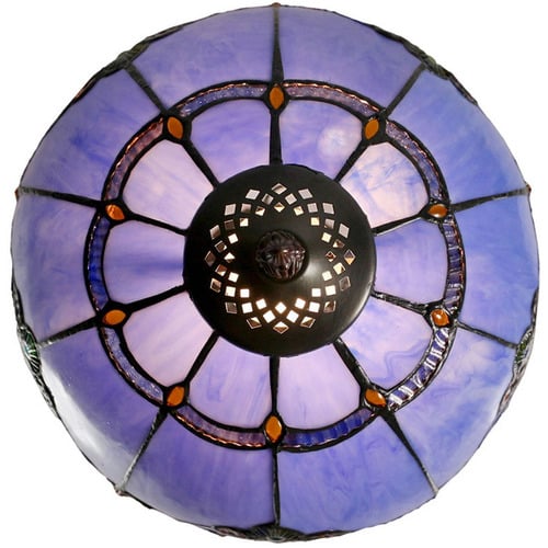 Baroque Style Tiffany Leadlight Blue Stained Glass Desk Lamp
