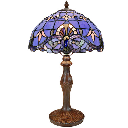 Tiffany Emporium Blue Baroque Tiffany Bedside Lamp | Temple & Webster