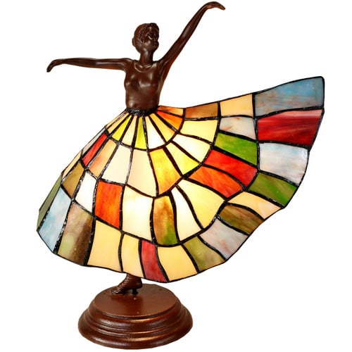 Art Deco Skirted Dancer Tiffany Style Accent Lamp