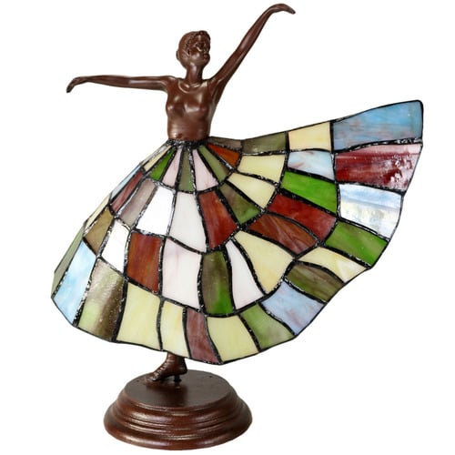 Art Deco Skirted Dancer Tiffany Style Accent Lamp