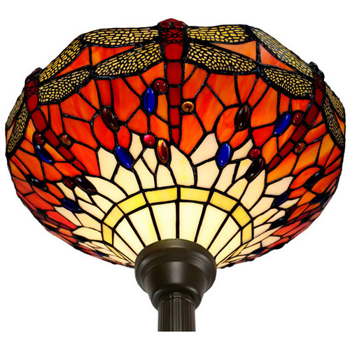 Red Dragonfly Tiffany Floor Torchiere Lamp
