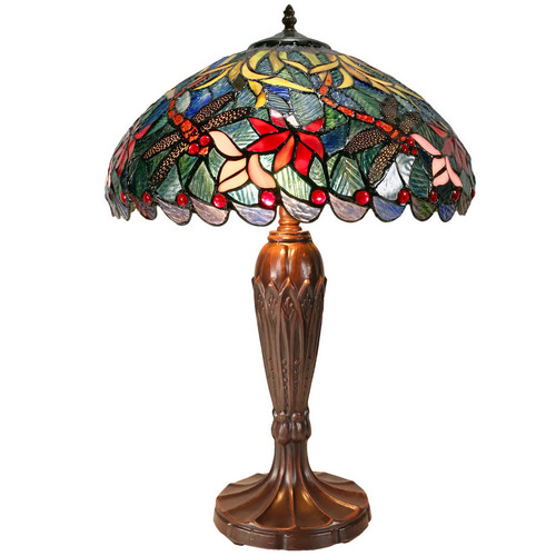 Large Blue Traditional Dragonfly Tiffany Table Lamp