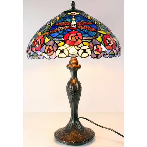 Large Red Dragonfly Floral Tiffany Table Lamp