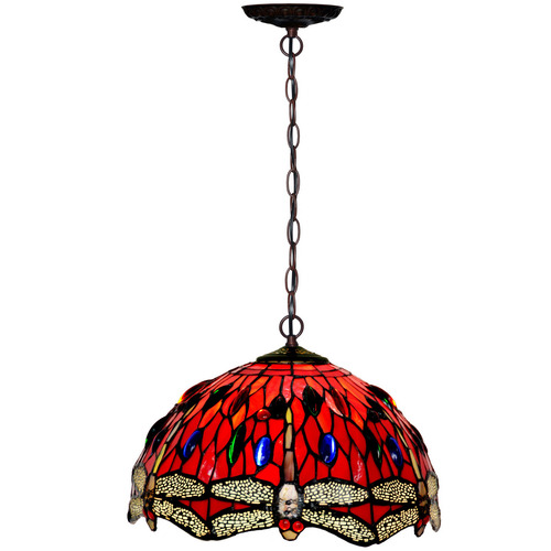 Red Dragonfly Tiffany Pendant Light