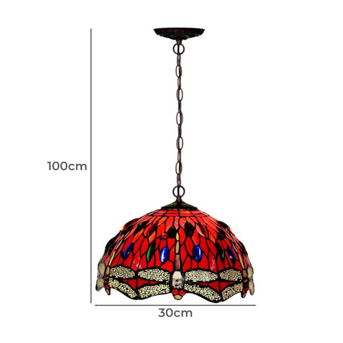 Red Dragonfly Tiffany-Style Pendant Light