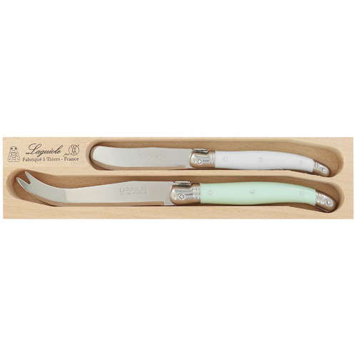 2 Piece Mint & White Debutant Cheese Knife Set