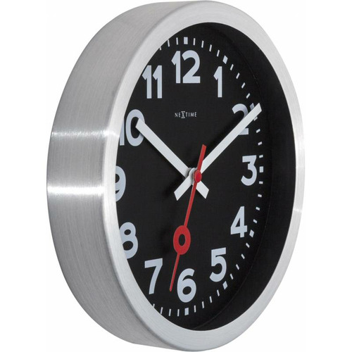 Black NeXtime Station Metal Wall Clock
