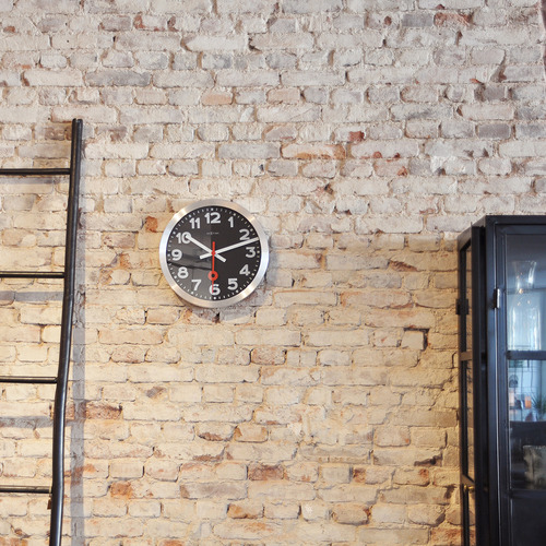 Black NeXtime Station Metal Wall Clock