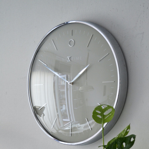 Silver Glamour NeXtime Metal Wall Clock