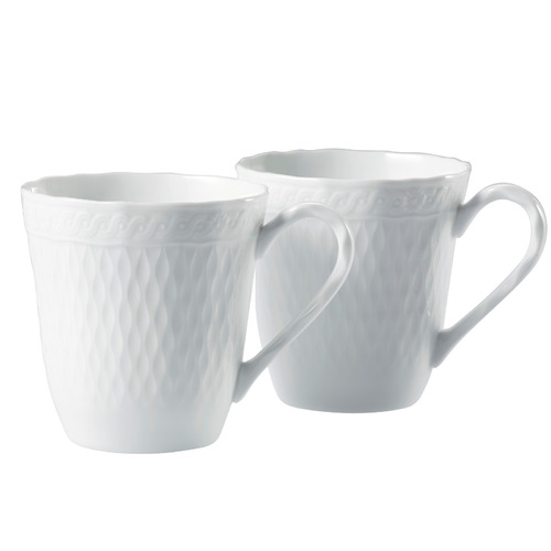 White Noritake 295ml Porcelain Mugs