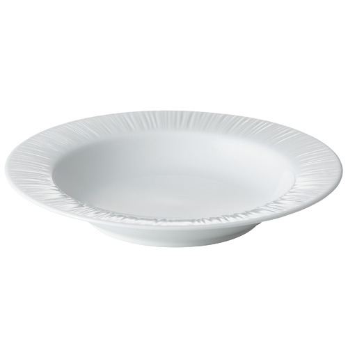 White Conifere Rimmed Porcelain Soup Bowls