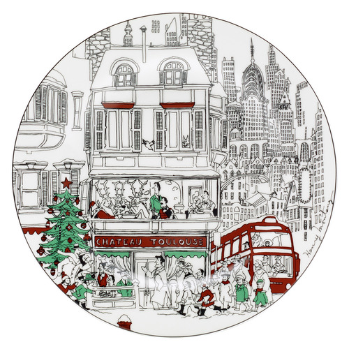 4 Piece Le Restaurant Xmas 20cm Porcelain Cake Plate Set