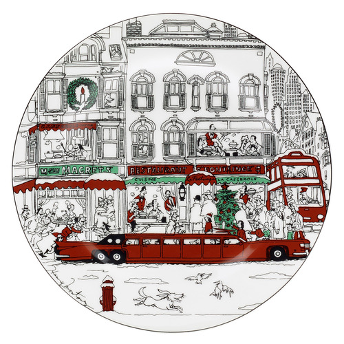 4 Piece Le Restaurant Xmas 20cm Porcelain Cake Plate Set