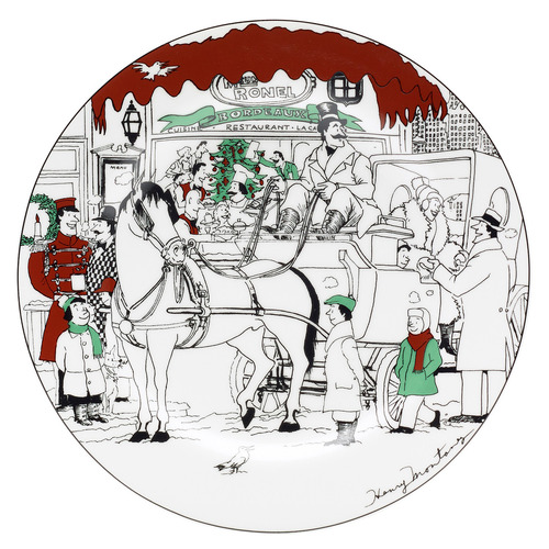 4 Piece Le Restaurant Xmas 20cm Porcelain Cake Plate Set