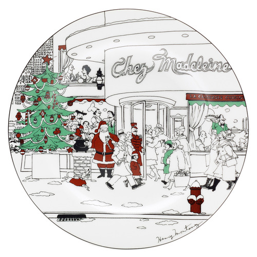 4 Piece Le Restaurant Xmas 20cm Porcelain Cake Plate Set