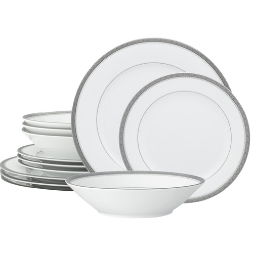 12-Piece-Noritake-Charlotta-Porcelain-Dinner-Set