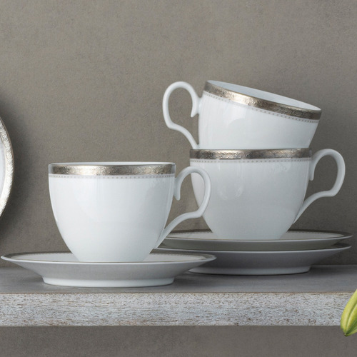 Charlotta Platinum 250ml Porcelain Cup & Saucer