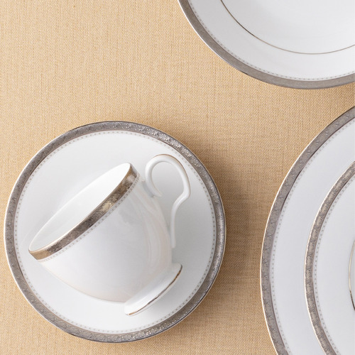 Charlotta Platinum 250ml Porcelain Cup & Saucer