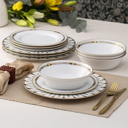 12 Piece Empire Gold Porcelain Dinner Set