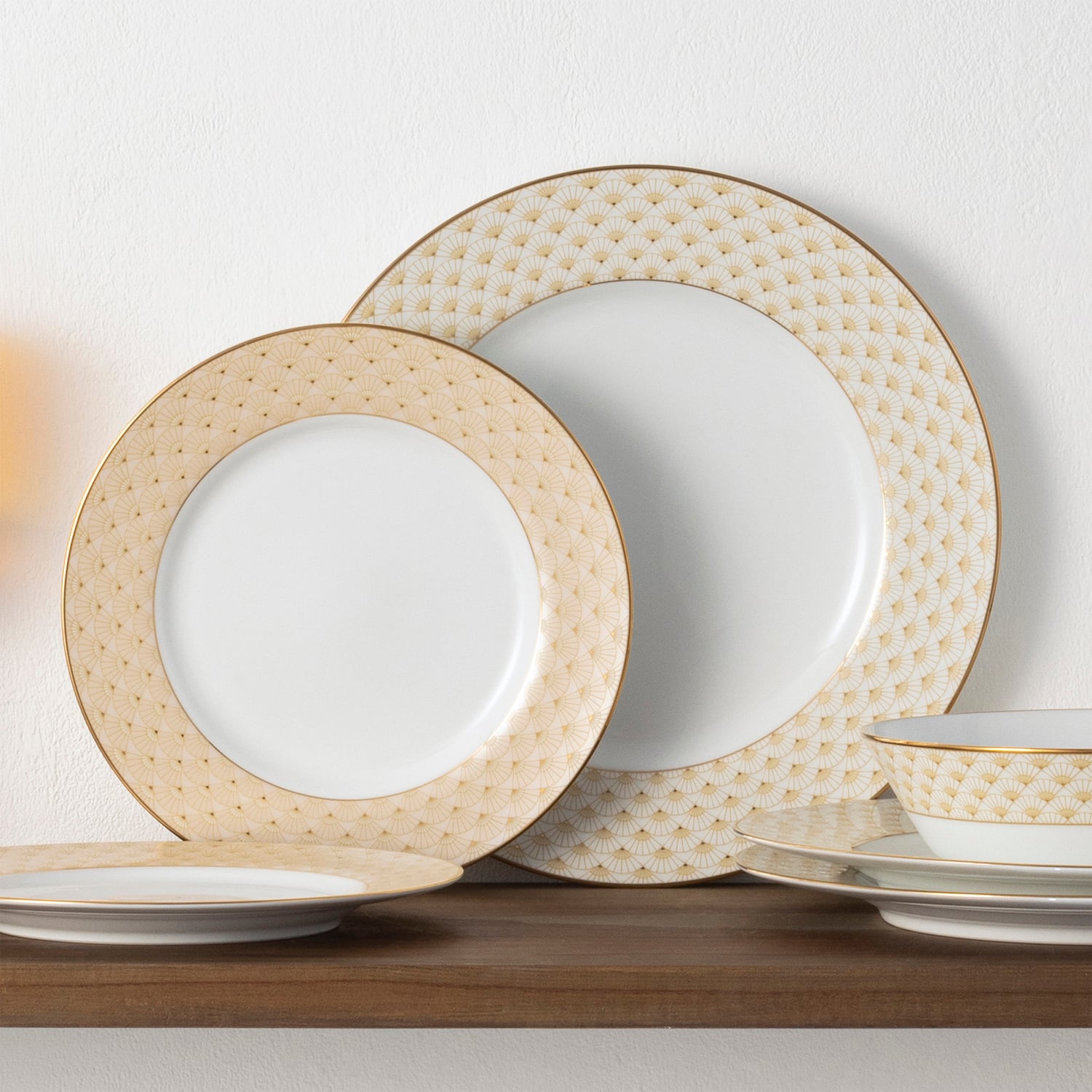 12 Piece Trocadero Gold Porcelain Dinner Set