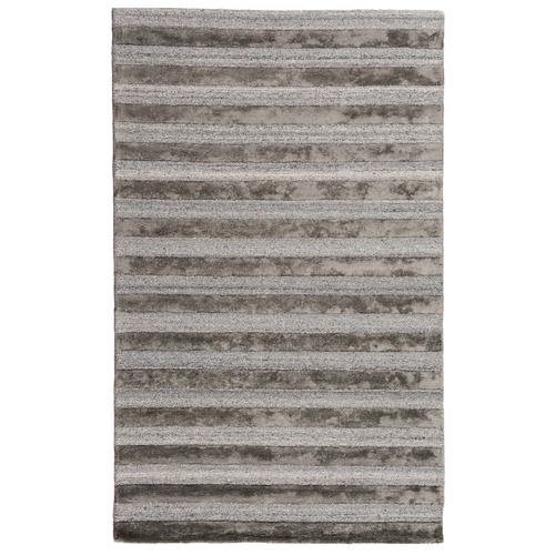 Charcoal Panama Lines Hand-Tufted Wool & Viscose Rug