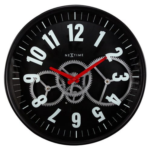 36cm NeXtime Modern Gear Metal Wall Clock
