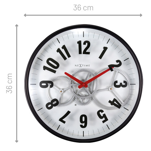 36cm NeXtime Modern Gear Metal Wall Clock