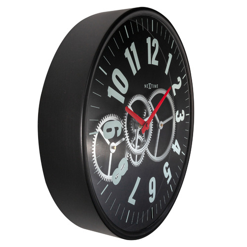 36cm NeXtime Modern Gear Metal Wall Clock