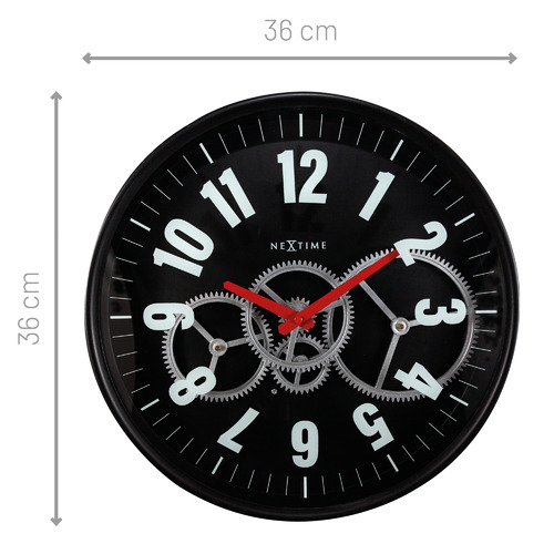 36cm NeXtime Modern Gear Metal Wall Clock