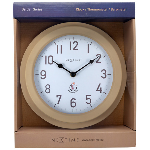 22cm Brown NeXtime Poppy Outdoor Wall Clock
