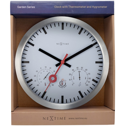 35cm White NeXtime Clematis Outdoor Wall Clock