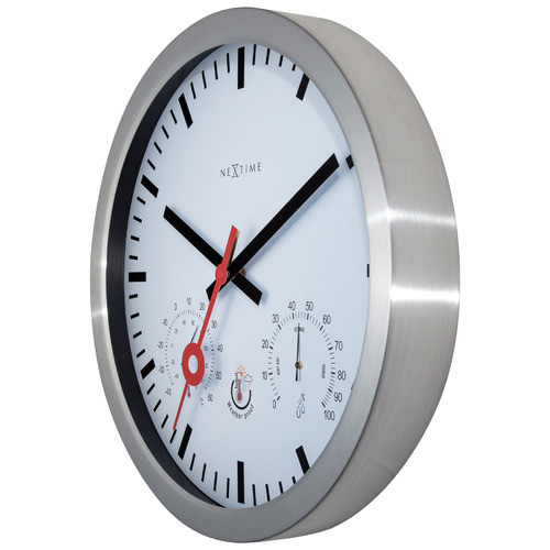 35cm White NeXtime Clematis Outdoor Wall Clock