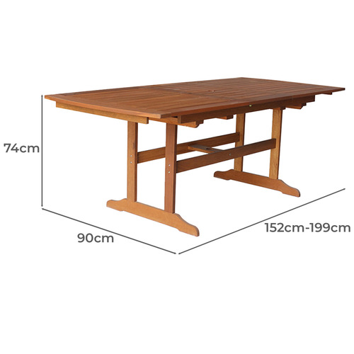 Jasper Extendable Shorea Wood Outdoor Dining Table
