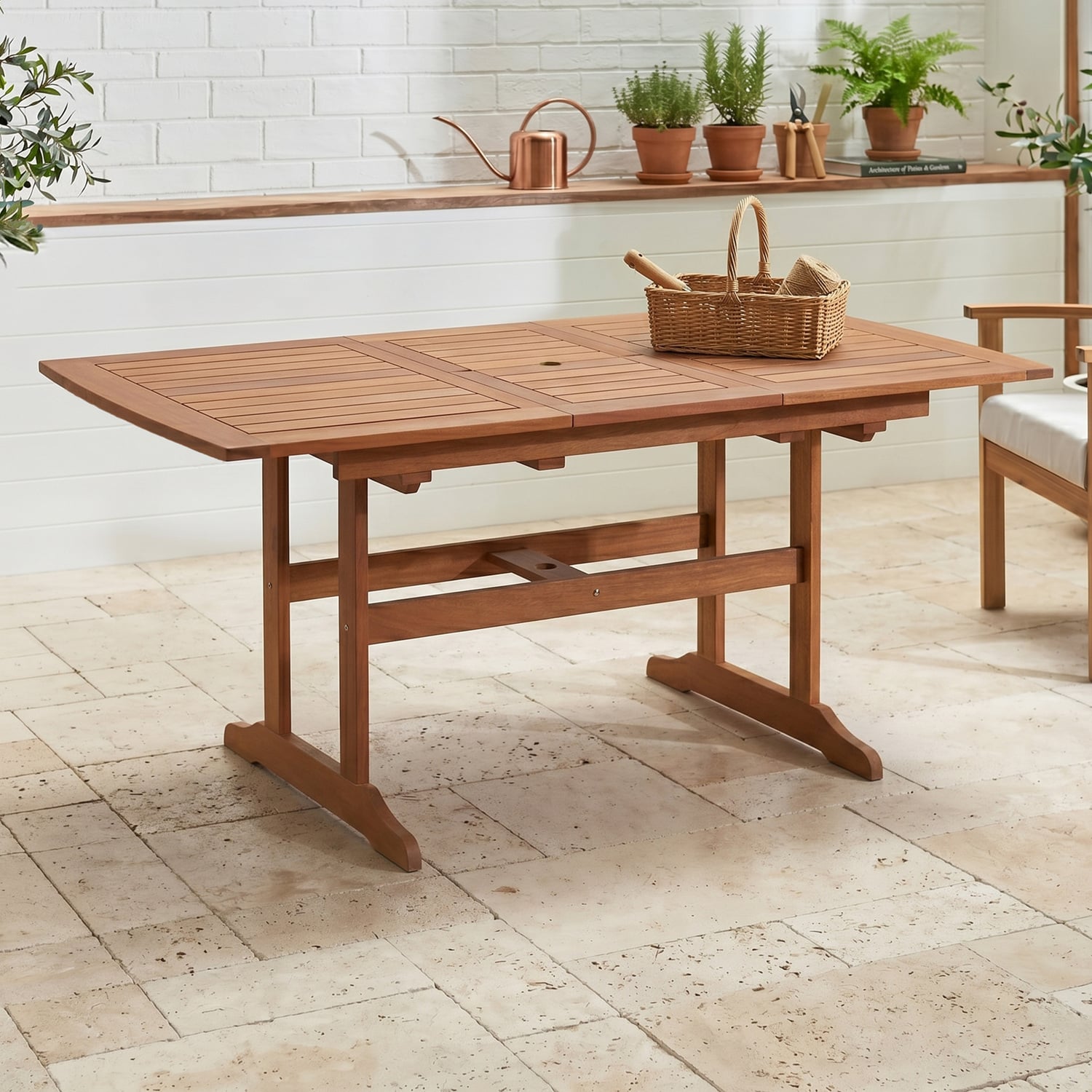 Jasper Shorea Wood Outdoor Extendable Dining Table